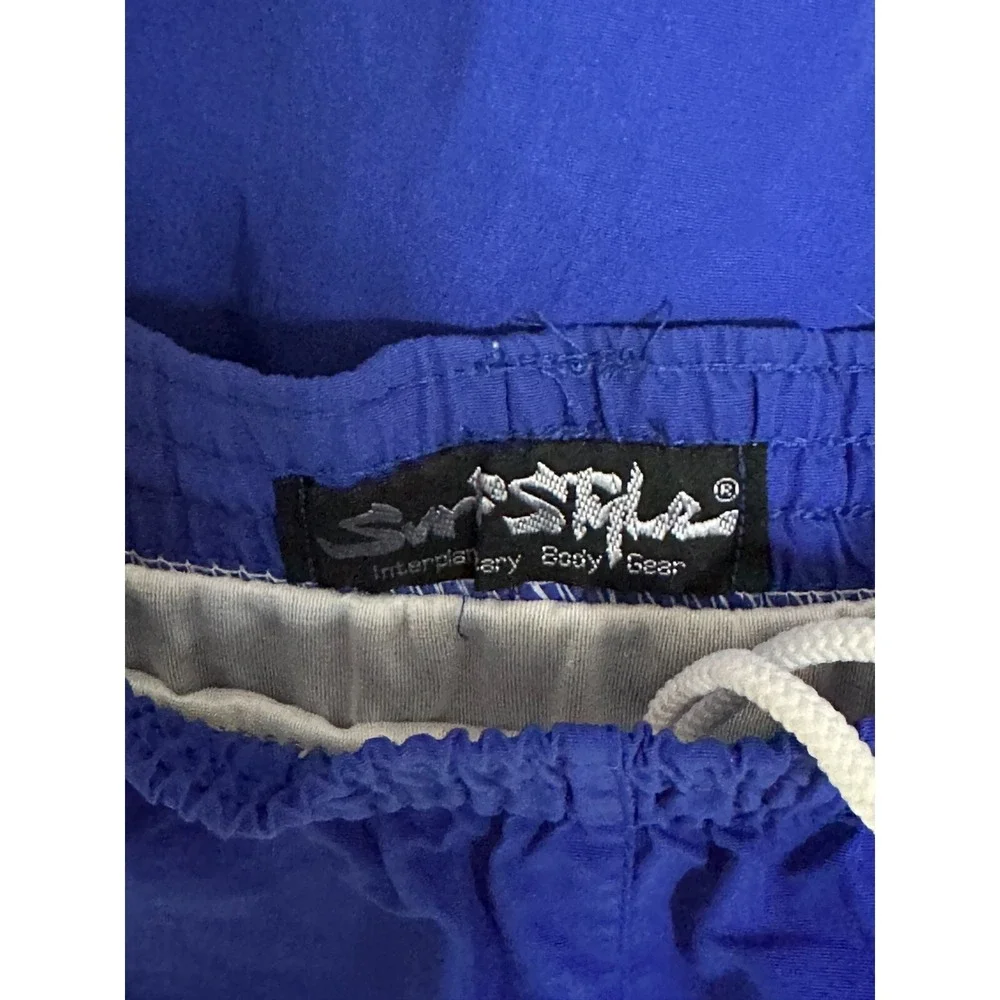 Vtg Vintage Surf Style L/XL Windbreaker Pullover + Shorts Electric Blue
